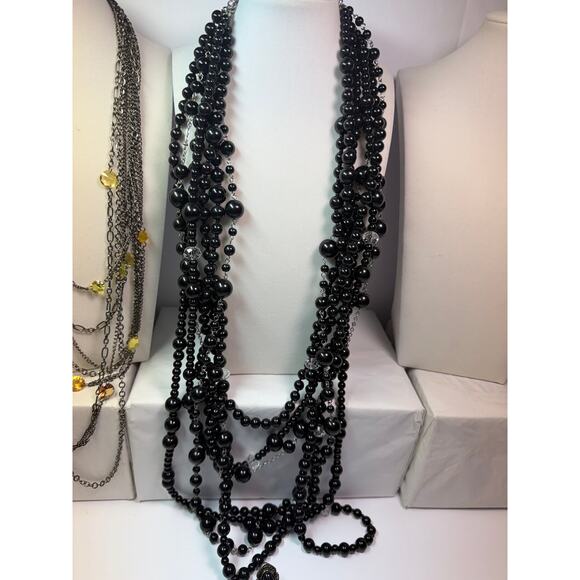 10 shinning black gunmetal charcoal gray necklace bangle bracelet earrings ring - Picture 3 of 11